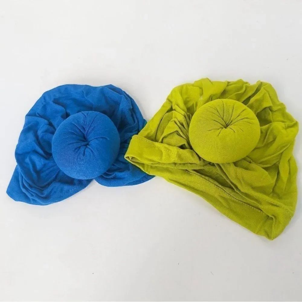 Adorable Brand New Turban Wrap Hat for Baby Royal Blue Citron Green Soft Stretch